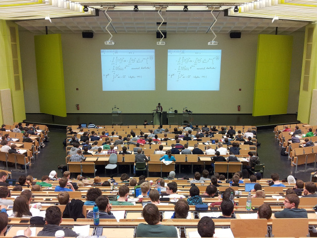 university campus students classroom lecture